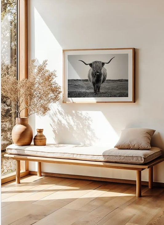 Black and White Winter Cow Wall Art | Poster | Prints | Poster Prints