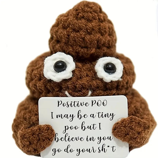 1pc, Creative Emotional Support Pickle Cute Positive Poo Emotional Support With Positive Words Encourage Ornament Crochet Pickle Cucumber Gift On Christmas Birthday Party Decor Office Home Desktop Decoration Gift For Girls Women