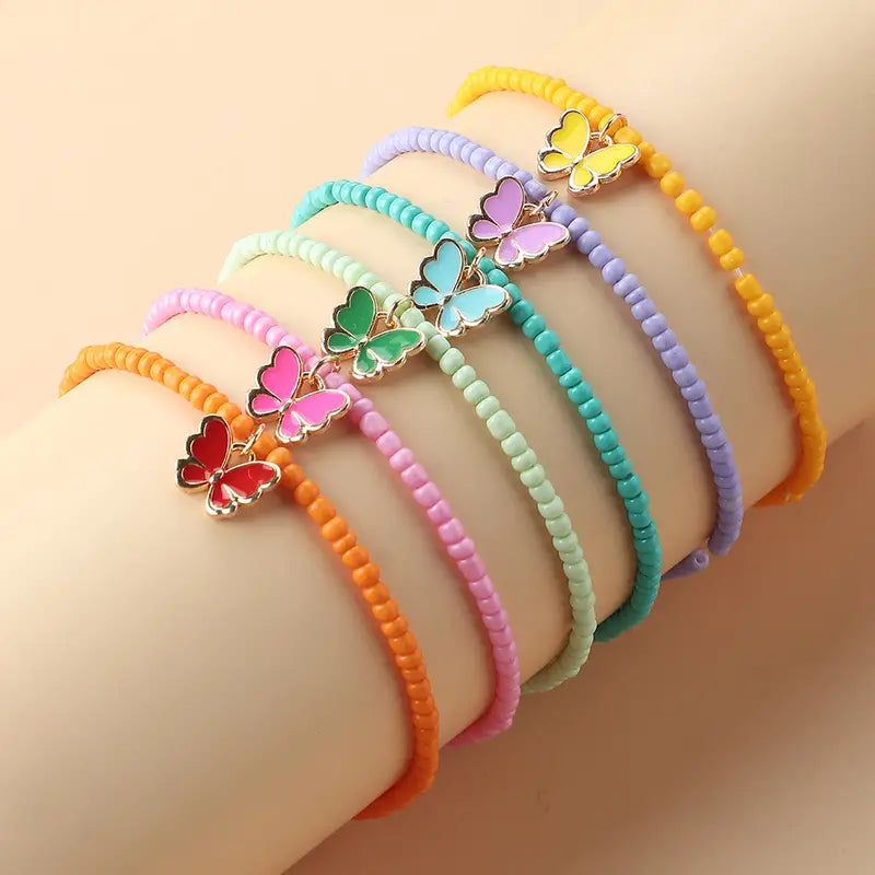 5pcs Elegant Trendy Cute Butterfly Beaded BFF Bracelet Decorative Accessories Holiday Gift For Girls Best Friends