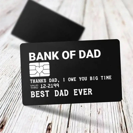 1pc Men's BANK OF DAD Laser Engraved Aluminum Alloy Metal Wallet, Card Insert Gift Thanksgiving Christmas Gift