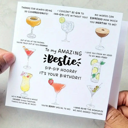 Bestie Birthday & Christmas Card - Perfect For Your Best Friend, Female Recipient, Everyday Office Supplies Best Friend Birthday Card Birthday Gifts For Best Friend