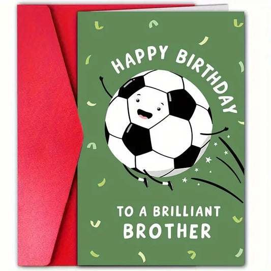 1 pc Soccer Themed Birthday Greeting Card with Envelope for Brother – Premium Paper Sports Fan Birthday Note Card Ideal for Son, Father, Grandson, Husband (11.94cm x 18.03cm)