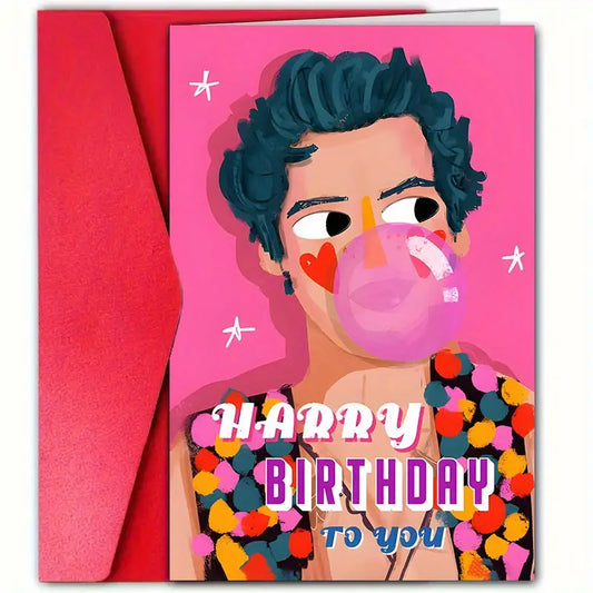 1pc "Harry Birthday to You" Funny Greeting Card - High-Quality Paper Material for Anyone, Versatile Birthday Card for Dad, Mom, Best Friend, Sister, Brother, Wife, Husband - Whimsical Birthday Wishes for All Ages