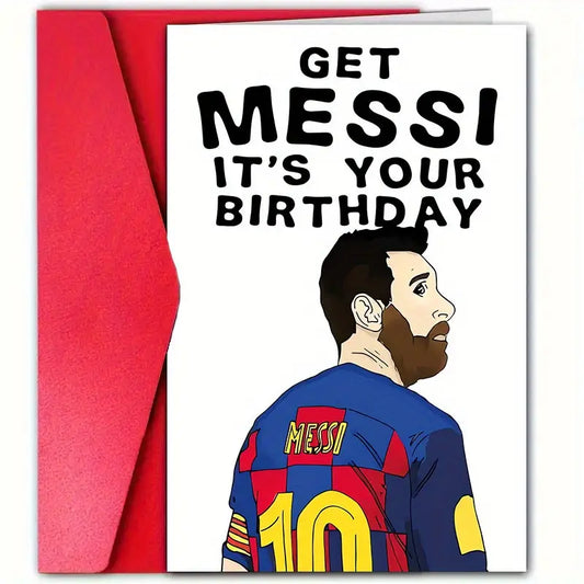 1 pc Sports Star Fan Theme Birthday Card with Envelope, Premium Paper Greeting Card for Son, Father, Grandson, Husband - Universal Birthday Occasion, Ideal for Soccer Enthusiasts