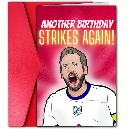 Soccer Fan Birthday Greeting Card 11.94x18.03 cm with Envelope – Versatile Birthday Card for Son, Father, Grandson, Husband – Sports Star Fan Theme Celebration Card for Any Recipient – 1 pc