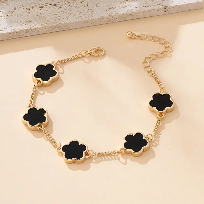 1 Pc Exquisite Lucky Flower Design Anklet Alloy Jewellery Elegant Vacation Style For Women Beach Foot Chain