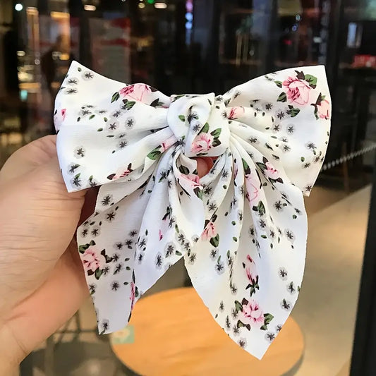 1Pcs New Simple Style Temperament Small Fresh Floral Bow Hair Accessories Hairpin Duckbill Clip Top Clip Hair Card Women