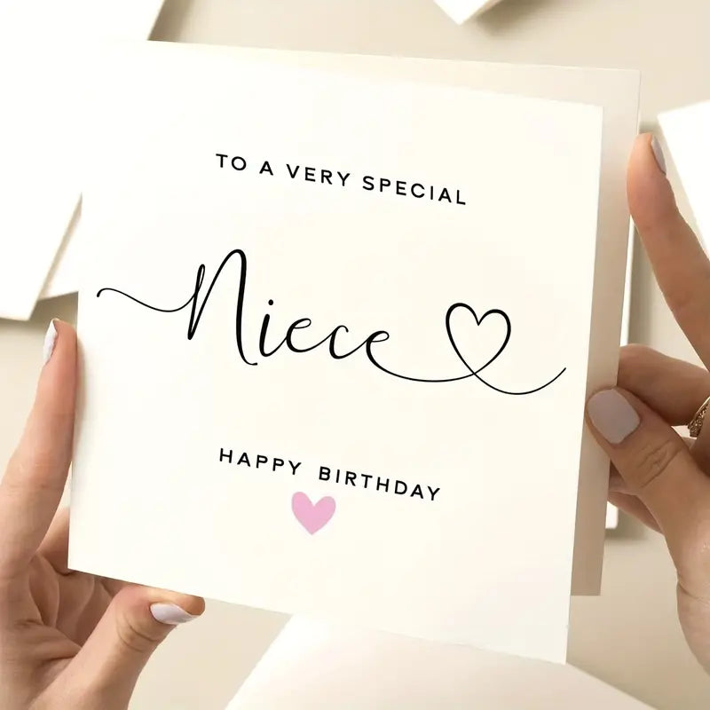 Birthday Greeting Card for Niece with Envelope – Special Heartfelt Paper Card for Her, Universal Birthday Occasion