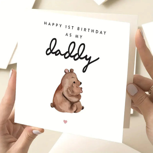 Happy 1st Birthday As My Daddy, Woodland Birthday Card, For Daddy, 1st First Birthday Card For Daddy, Cute Birthday Card, For Dad