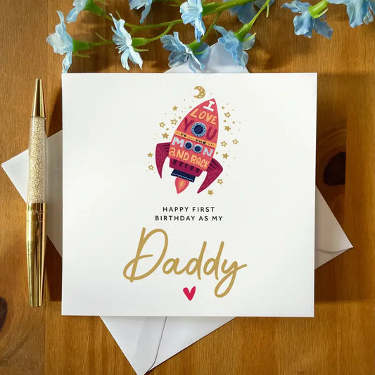 1St Birthday Card For Dad From Baby - "Happy 1St Birthday As My Daddy" - Premium Paper Greeting Card With Envelope, Perfect For Birthdays & Gift Packaging, Recipient