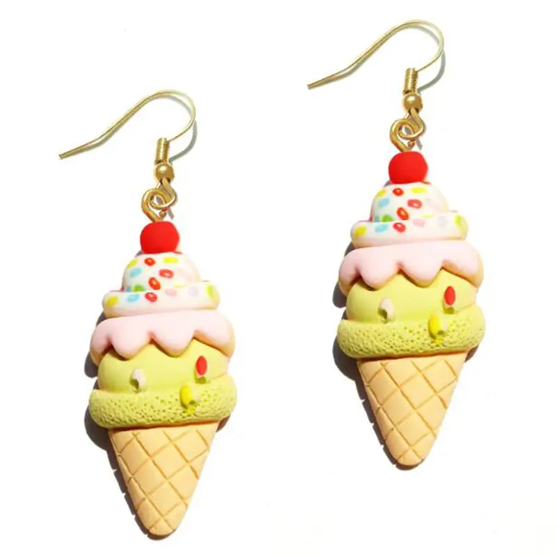 Women's Cute Resin Ice Cream Drop Dangle Earrings