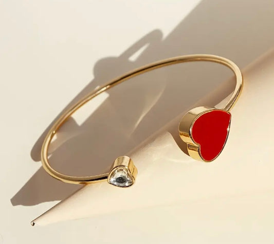 Red Love Heart Bangle Bracelet Jewelry For Valentine's Day Daily Birthday Holiday Engagement Wedding Gift