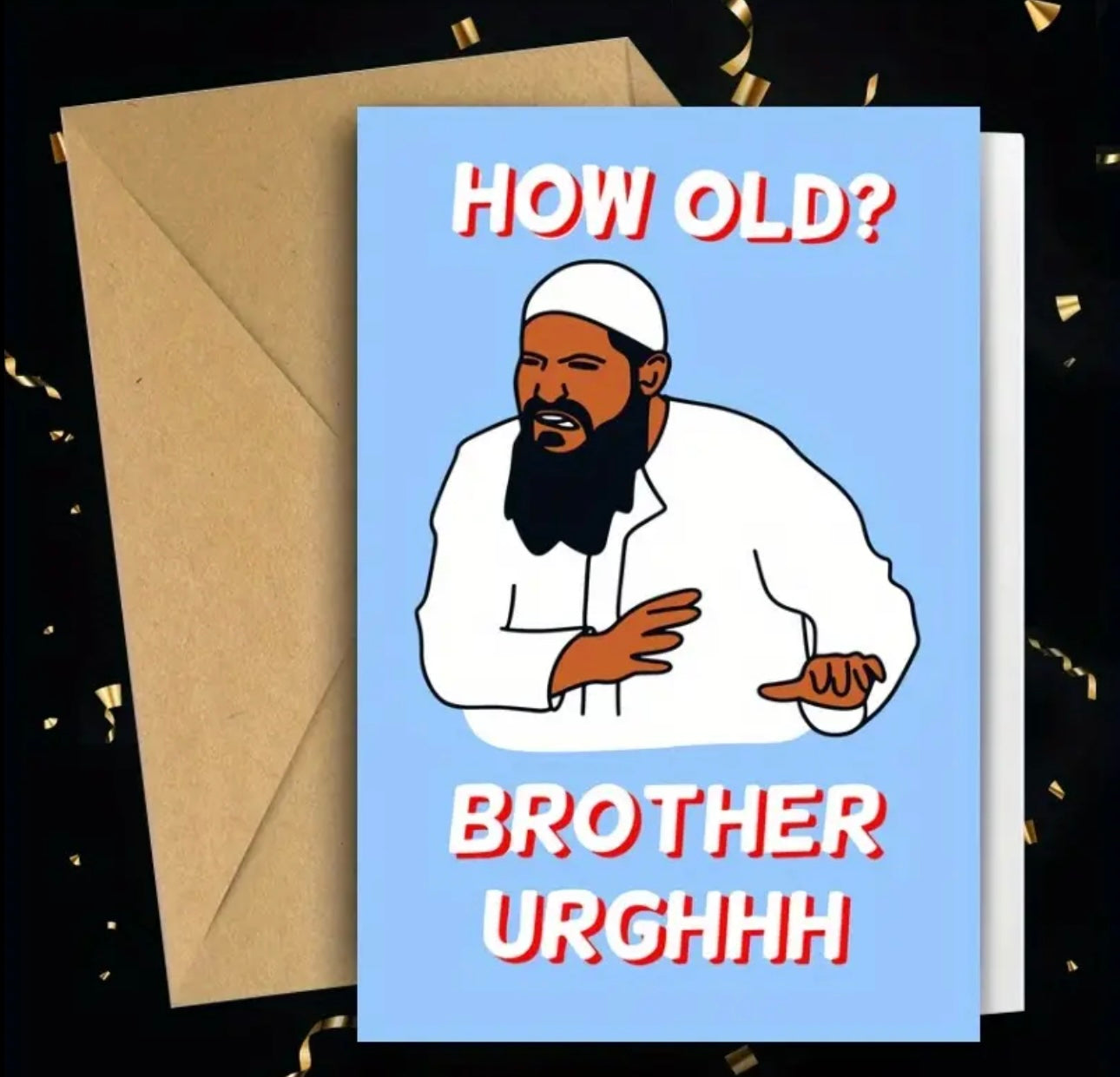 1pc Funny Birthday Card for Brother - Versatile Celebration Greeting Card for Thanking, Halloween, Christmas & Birthday Wishes - Humorous 'HOW OLD? BROTHER URGHHH' Greeting Card with Envelope