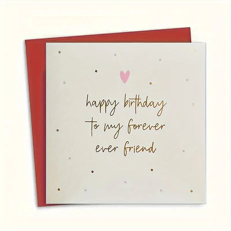 "Joyful Celebration" Forever Ever Friend" Birthday Card With Envelope - Perfect For Best Friends, High-Quality Paper Greeting Card