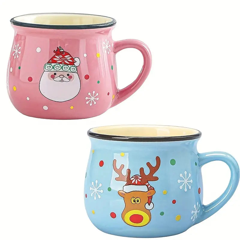 2/4pcs, Xmas Coffee Mugs, Ceramic Coffee Cups, Cute Penguin Elk Santa Water Cups, Summer Winter Drinkware, Birthday Gifts, Holiday Gifts, Christmas Gifts, New Year Gifts