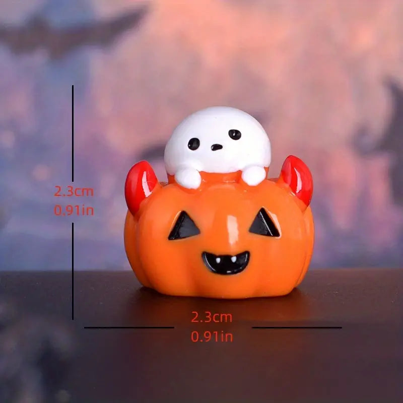 1pc Halloween Prop, Cartoon Wizard Ghost Series Halloween Pumpkin Ghost Trinket Crystal Ball Decoration Accessories, Size About 2.4cm-3.1cm (0.94in-1.22in)