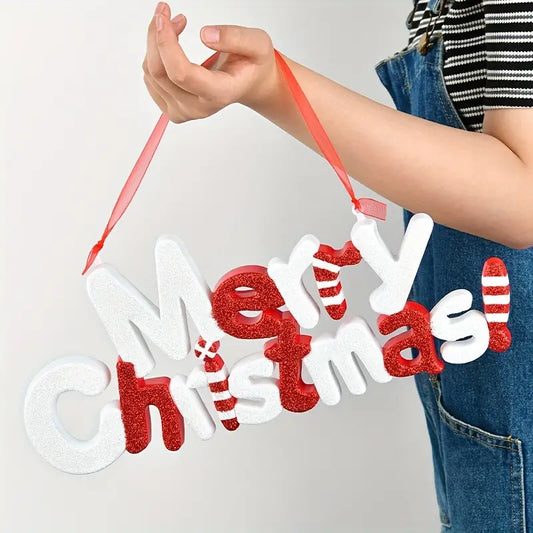 Merry Christmas Alphabet Ornament - Classic Plastic Tree Hanging Decoration For Holiday Home & Party Decor