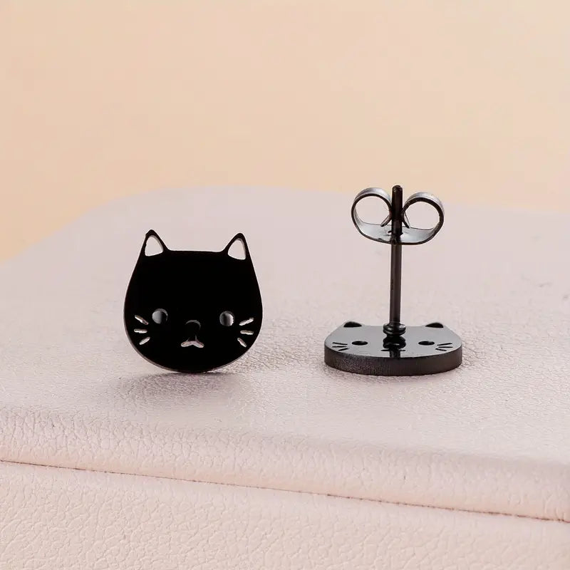 Stainless Steel Low Allergy Cat Shape Daily Wear Ladies Stud Earrings