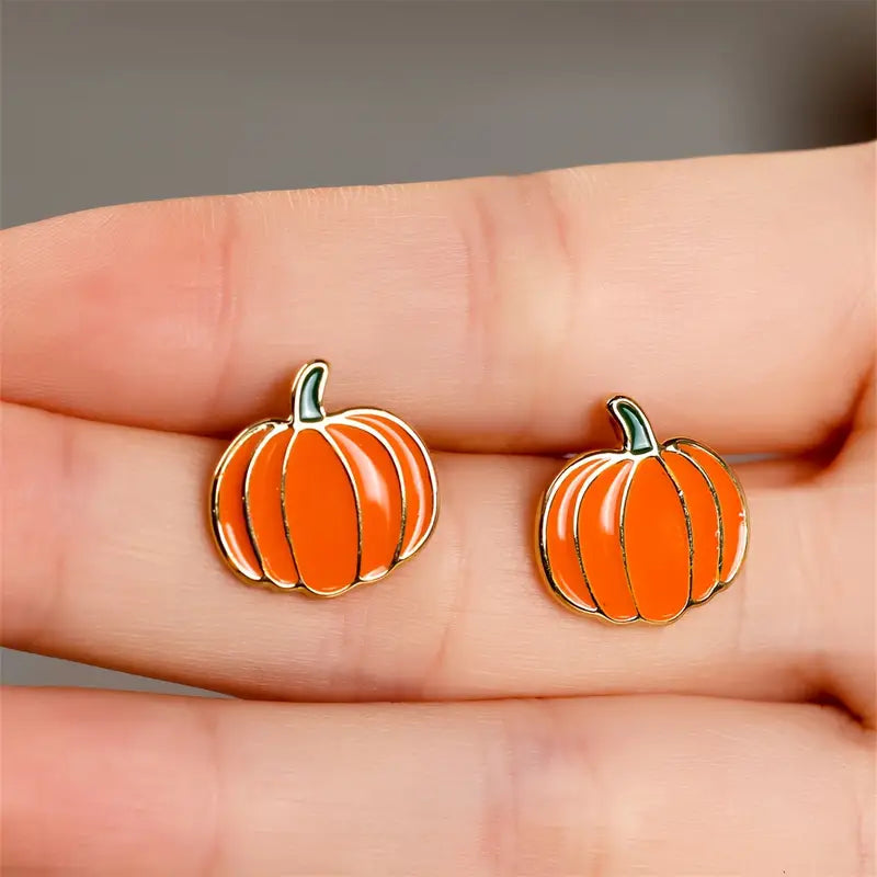 Simple Cute Pumpkin Stud Earrings For Women Party Vacation Casual Daily Accessories Halloween Gifts