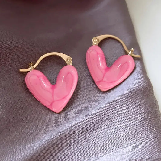 A Pair Of Heart Shape Earrings For Valentine's Day, Retro Simple Ear Jewelry Decor For Daily Wear Dating